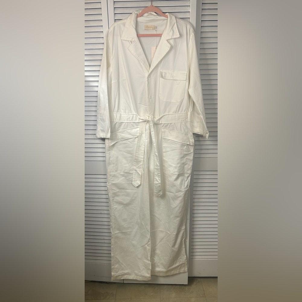 Choosy Long-Sleeve Belted Jumpsuit